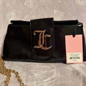 Juicy Couture Black Patent Wristlet with Gold J Logo